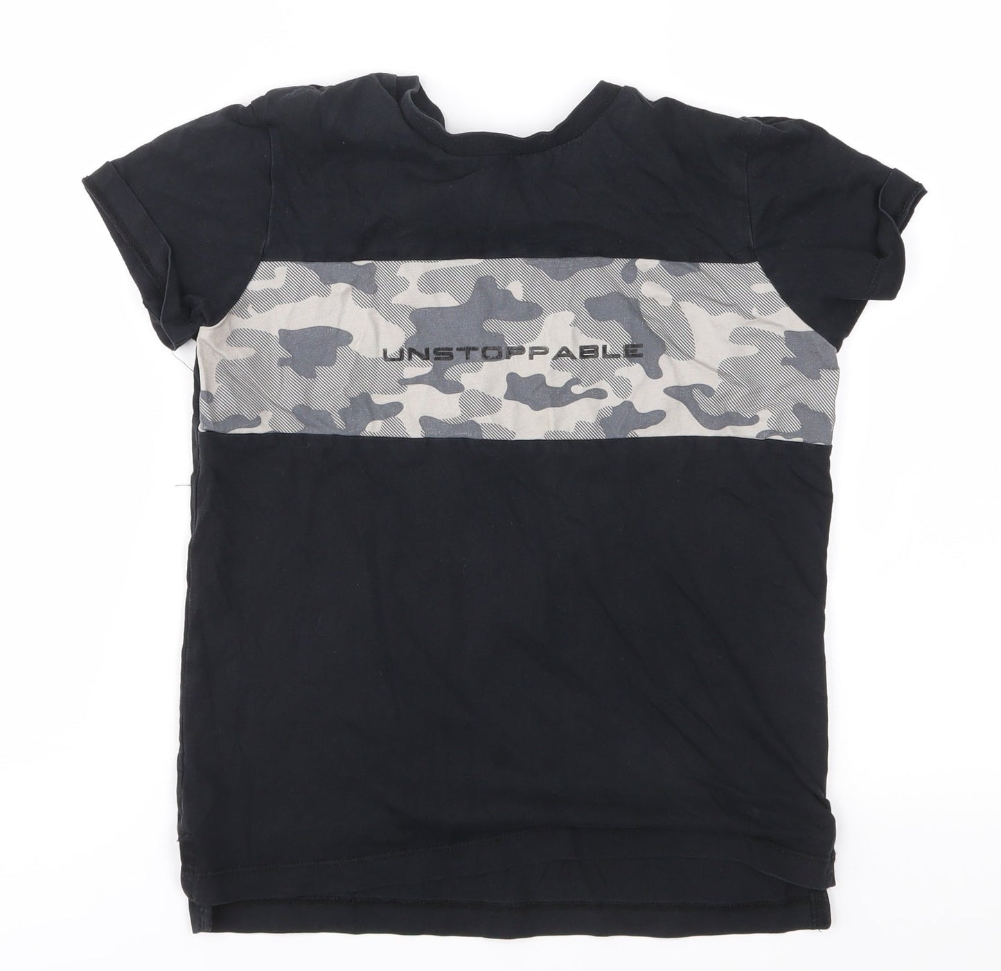 George Boys Black Camouflage  Basic T-Shirt Size 8-9 Years