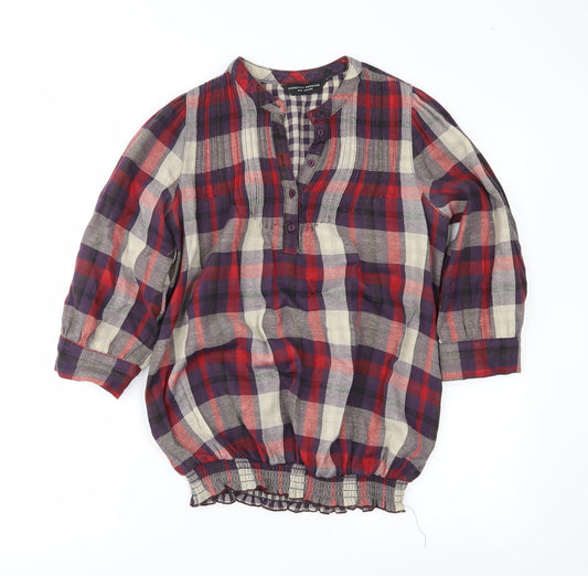 dorophy perkins Womens Purple Plaid  Basic Blouse Size 8