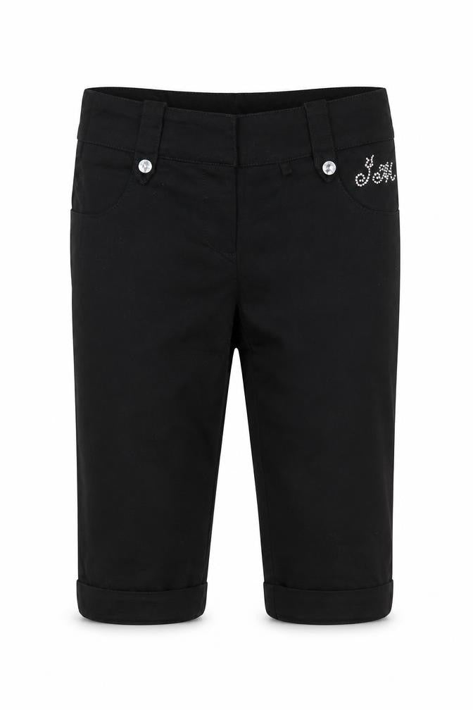 Front view of Julien Macdonald girls’ black cropped jeans, size 9, years