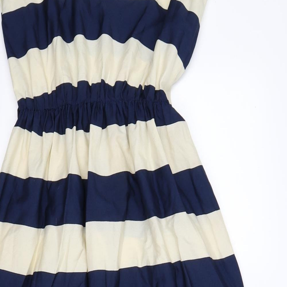 atmophere Womens Blue Striped Satin Fit & Flare  Size 8