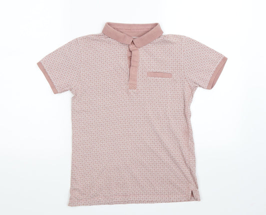 Undeniable Dudes Boys Pink Geometric  Basic Polo Size 11 Years
