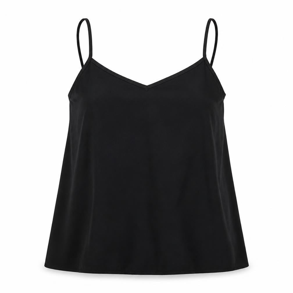 Front view of New Look women’s black camisole tank, size UK 10