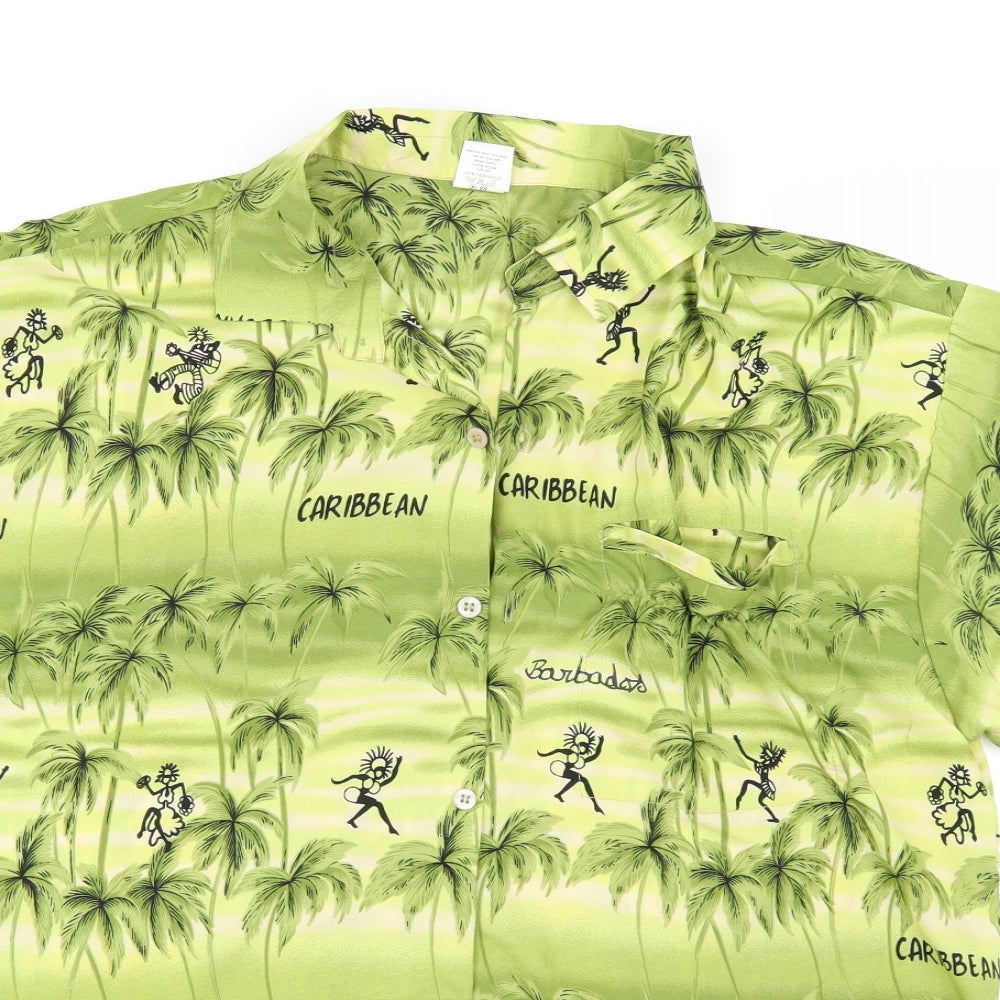 Creation Mens Green    Button-Up Size M