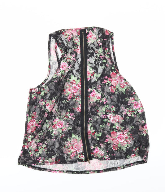 Select Womens Black Floral  Camisole T-Shirt Size 12