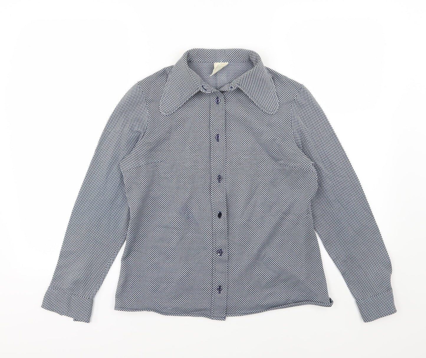 Preworn Womens Blue Striped  Basic Button-Up Size 14
