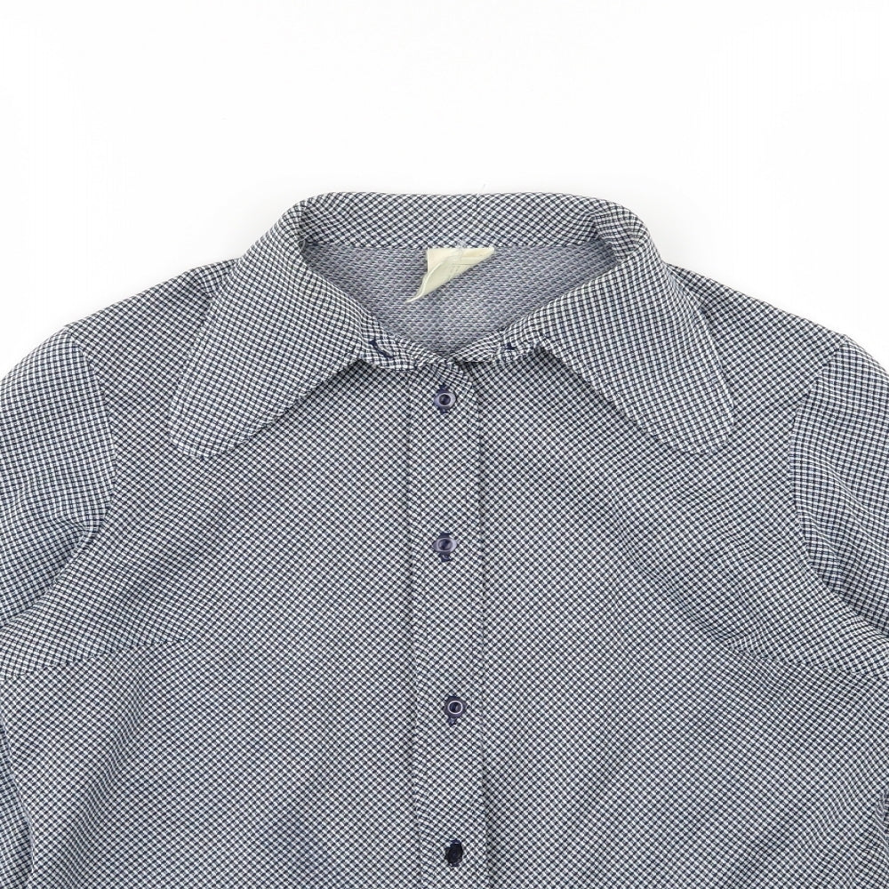 Preworn Womens Blue Striped  Basic Button-Up Size 14
