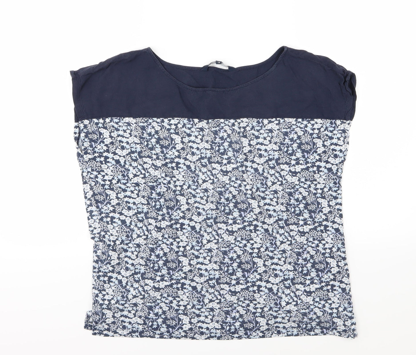 Crew Clothing Mens Blue Floral Jersey  T-Shirt Size 14