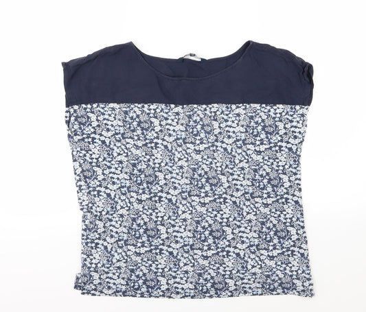 Crew Clothing Mens Blue Floral Jersey  T-Shirt Size 14