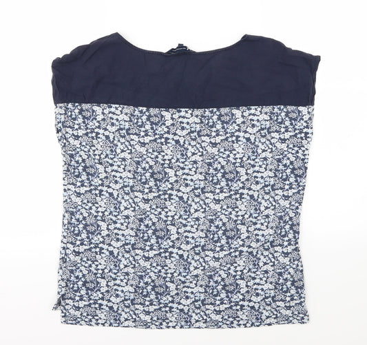 Crew Clothing Mens Blue Floral Jersey  T-Shirt Size 14