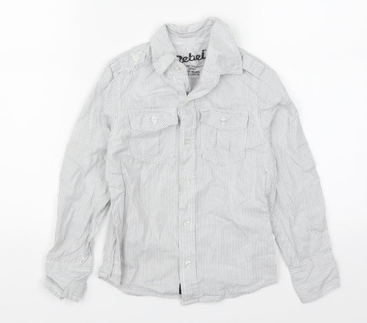 Rebel Boys Grey Striped  Basic Button-Up Size 7-8 Years
