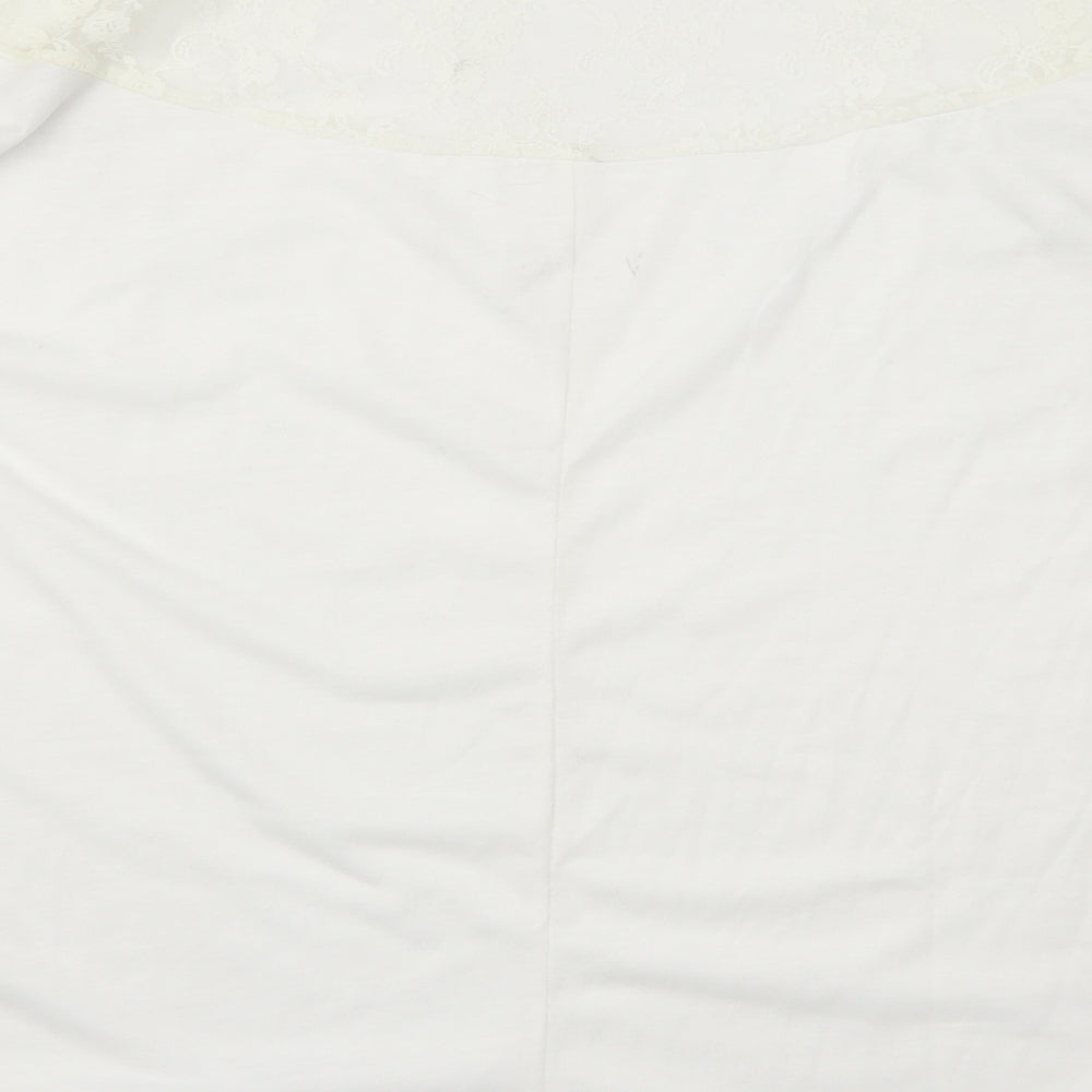 Isassy Womens White  Lace Basic T-Shirt Size 2XL