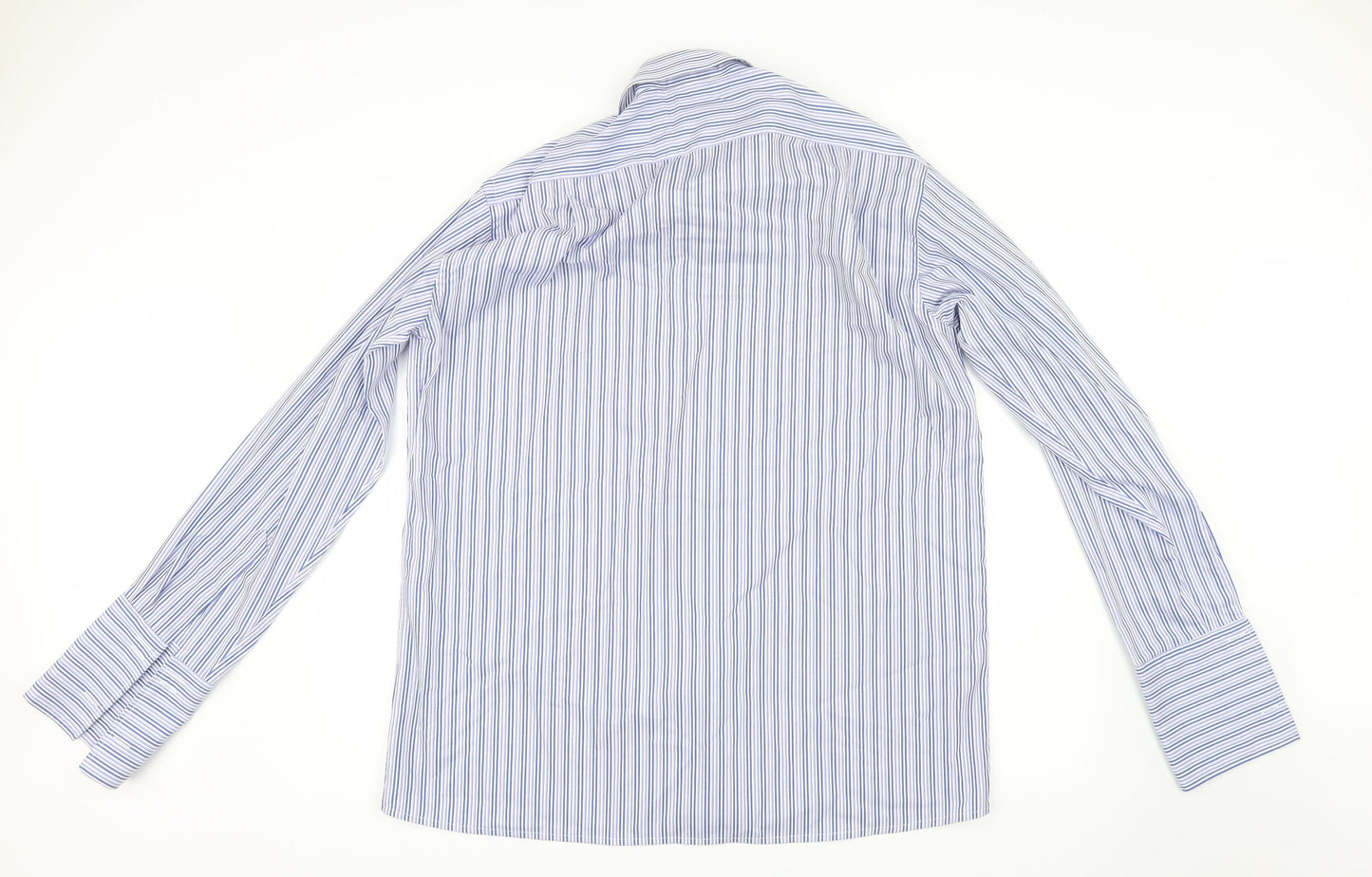 Paradigm Mens Blue Striped   Dress Shirt Size 16.5