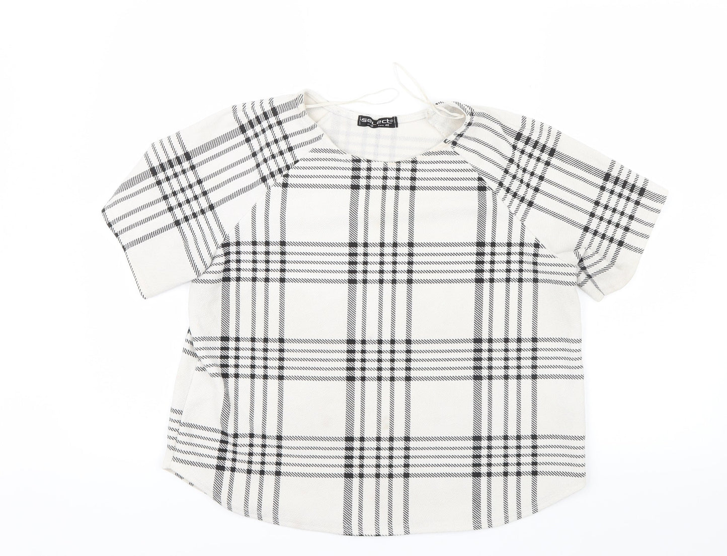 Select Womens White Check  Basic Blouse Size 12