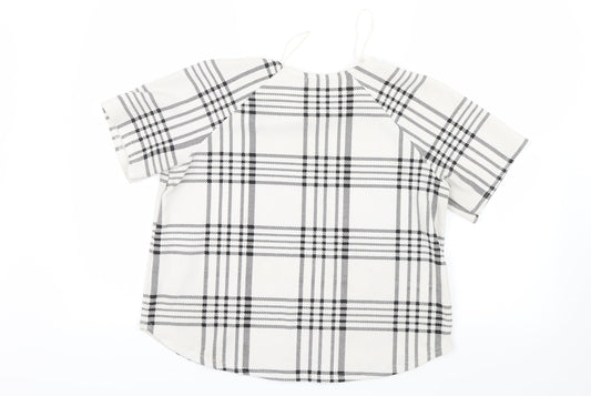 Select Womens White Check  Basic Blouse Size 12