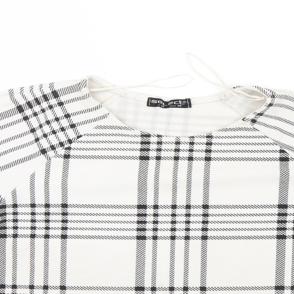 Select Womens White Check  Basic Blouse Size 12