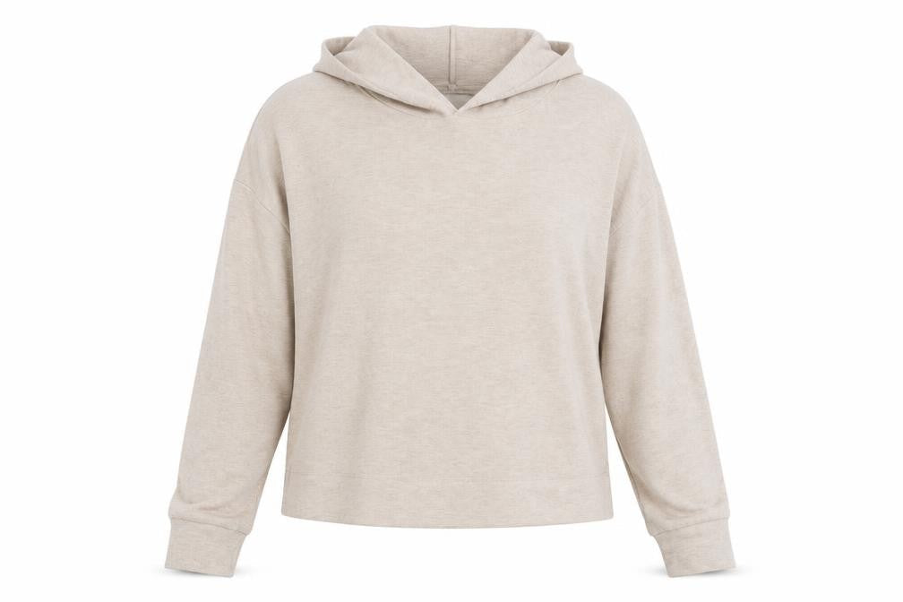 Front view of New Look women’s beige pullover hoodie, size M