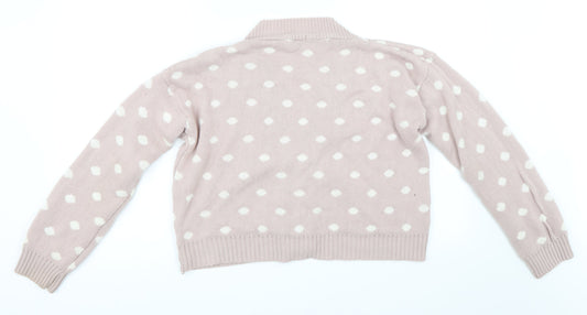 Boohoo Womens Pink Polka Dot  Cardigan Jumper Size M