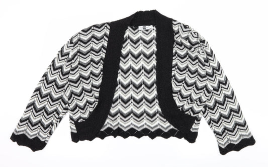 Sixth Avenue Womens Black Striped Knit Cardigan Jumper Size L
