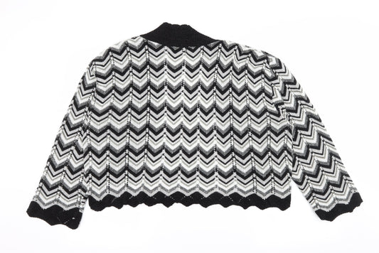 Sixth Avenue Womens Black Striped Knit Cardigan Jumper Size L
