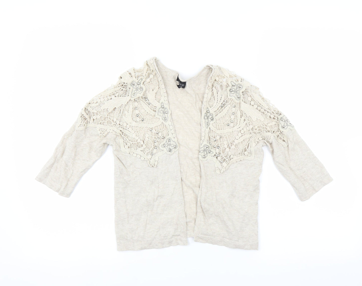 Topshop Womens Beige   Cardigan Jumper Size 8  - CROPPED