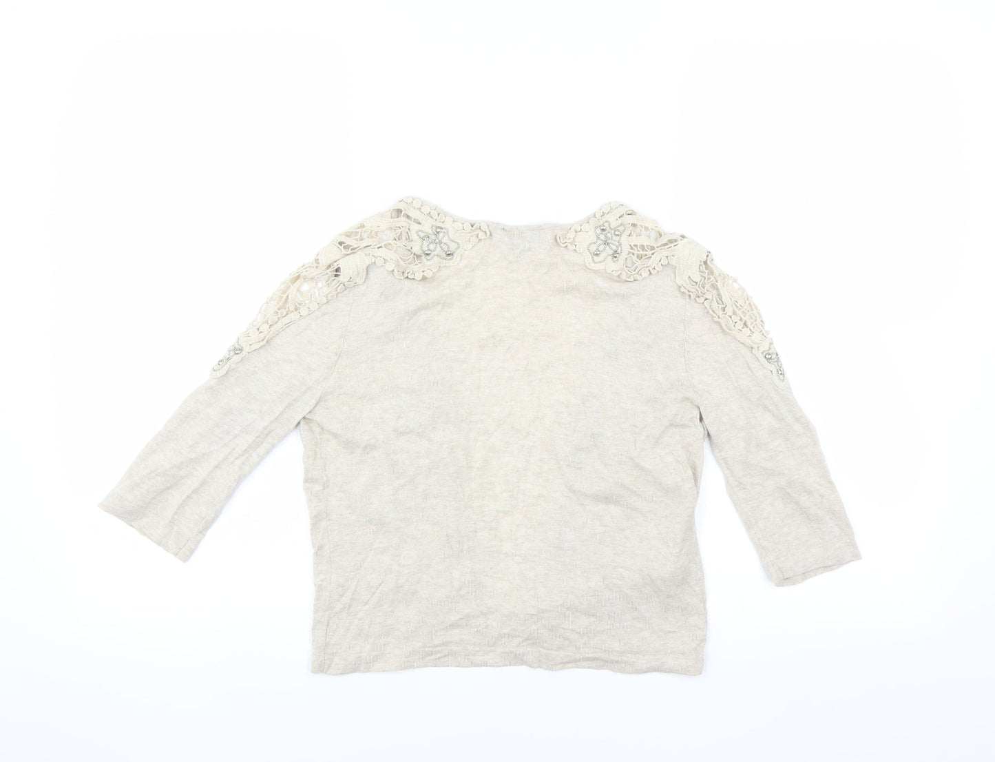 Topshop Womens Beige   Cardigan Jumper Size 8  - CROPPED