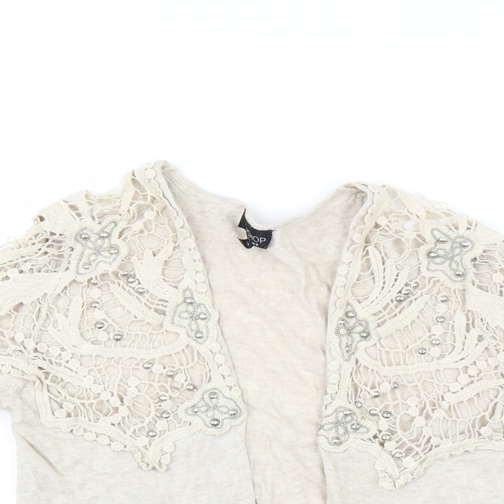 Topshop Womens Beige   Cardigan Jumper Size 8  - CROPPED