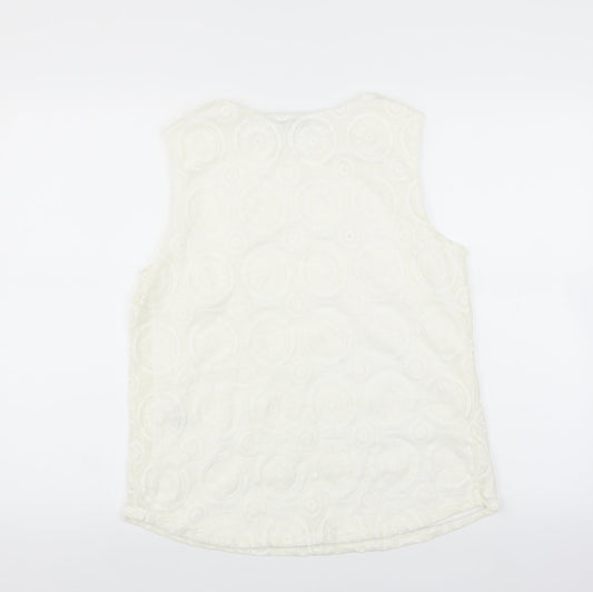 Matalan Womens White Floral  Basic Blouse Size 12  - lace detail