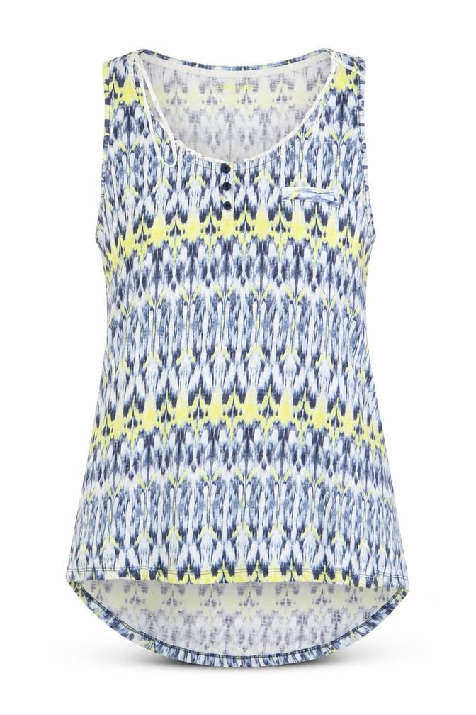 Front view of Dunes women’s blue t-shirt, size UK 12