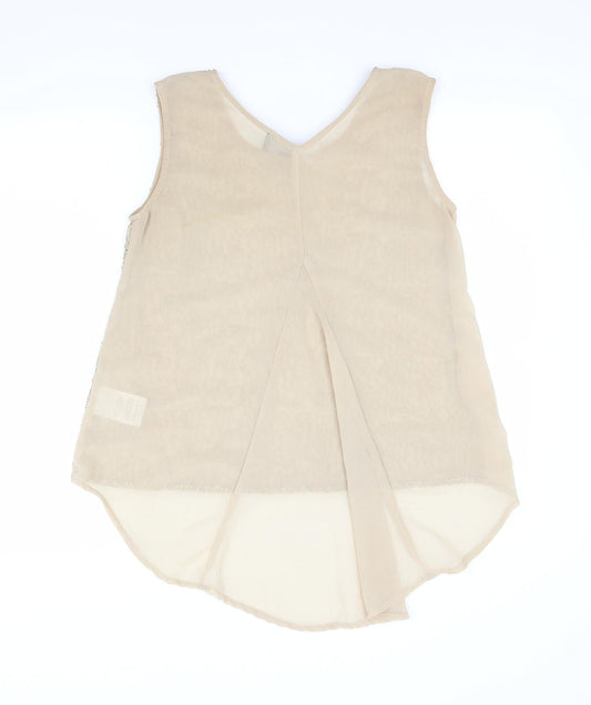 Ribbon Womens Beige   Basic Blouse Size 8