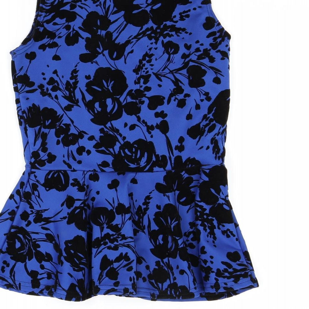 Select Womens Blue Floral  Tunic Blouse Size 10