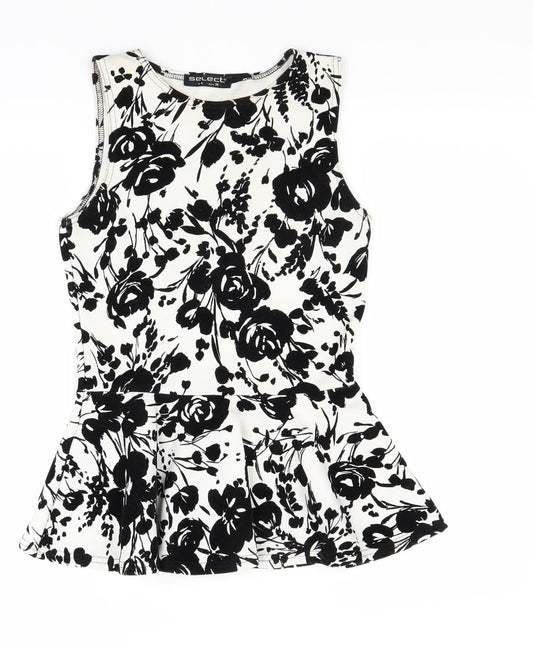 Select Womens White Floral  Tunic Tank Size 8