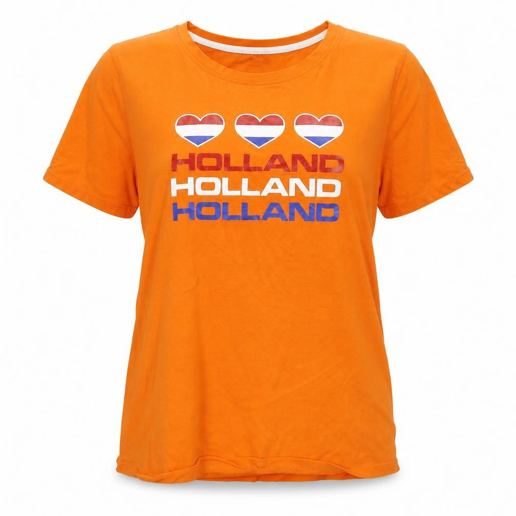 Front view of Osaga women’s orange basic t-shirt, size 2XL