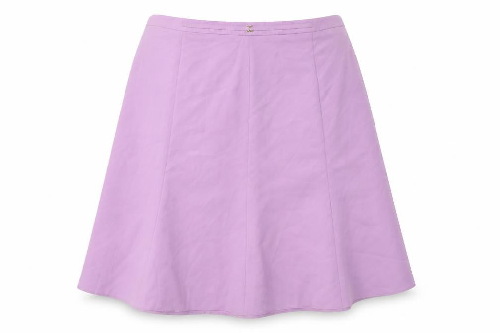 Front view of Slimma women’s purple a-line skirt, size UK 30