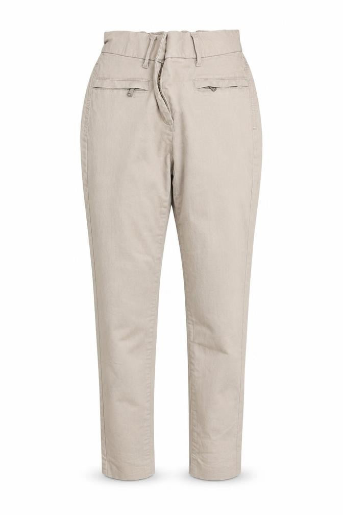 Front view of Preworn women’s beige trousers, size UK 20, in, 24-inch leg