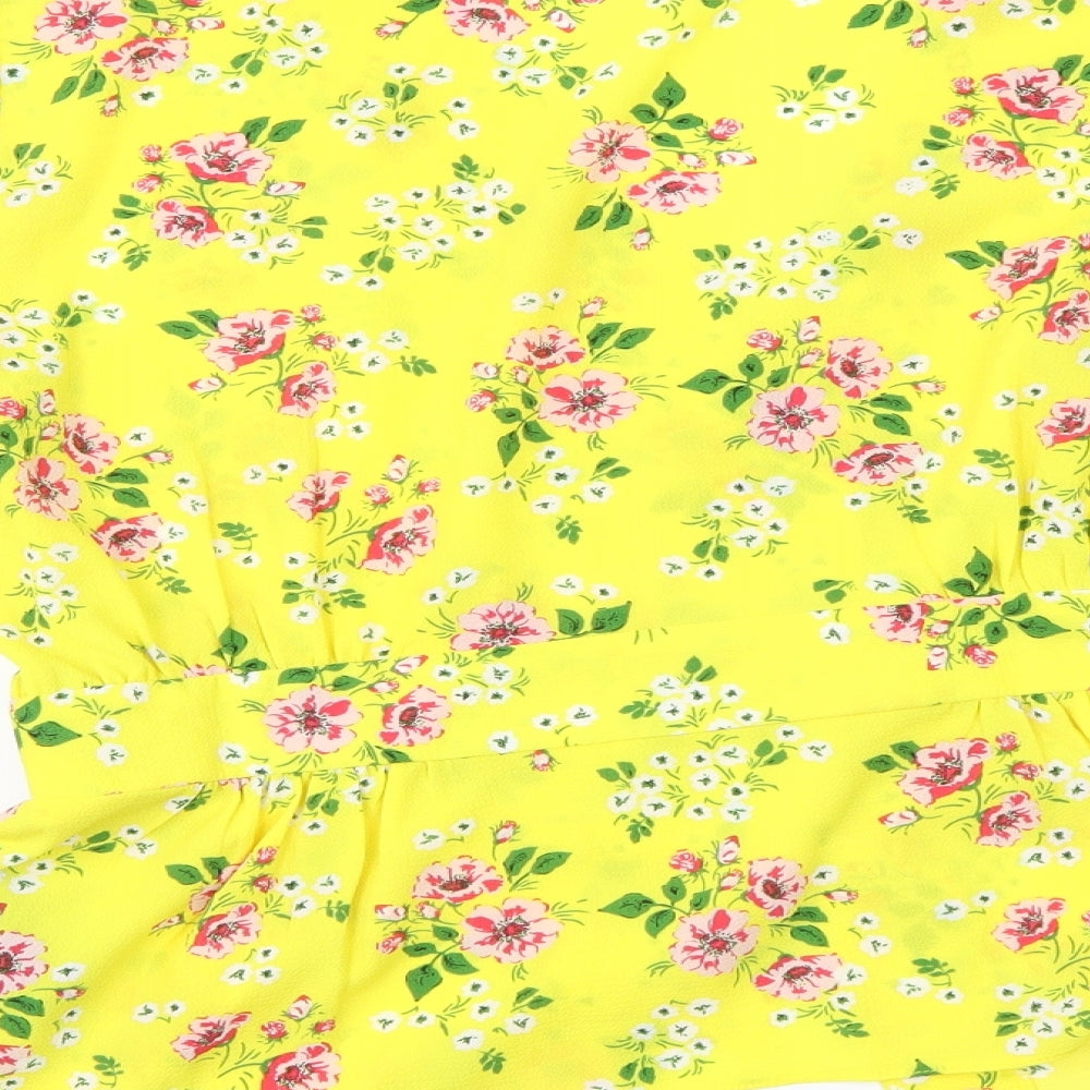 Very Womens Yellow Floral  Basic Blouse Size 12