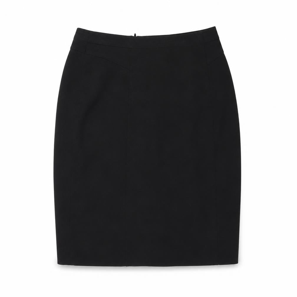 Front view of Precis women’s black a-line skirt, size UK 28, in