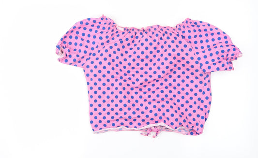 Zara Girls Pink Polka Dot  Basic Blouse Size 13-14 Years