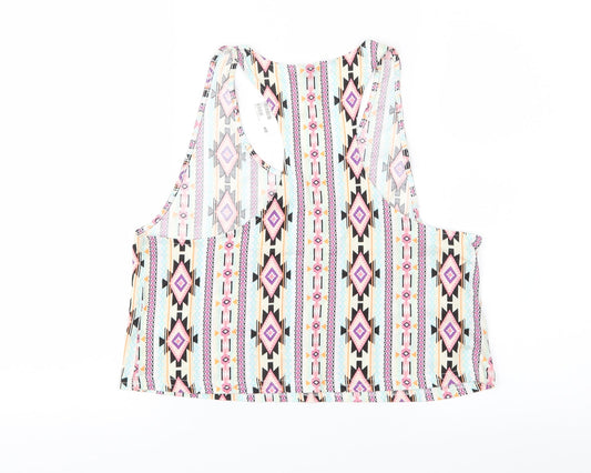 Divided Womens Multicoloured Geometric  Cropped Tank Size S