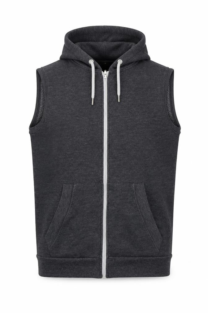 Front view of Fabric men’s grey full zip jumper, size L