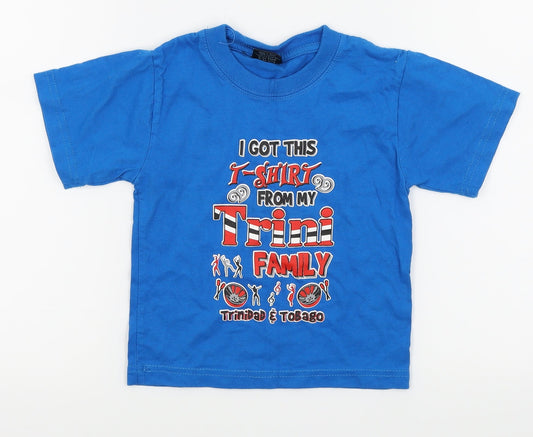 smiling Boys Blue   Basic T-Shirt Size 4 Years