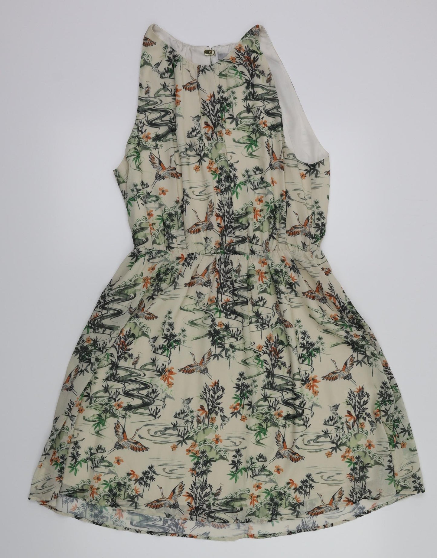 H&M Womens Beige Floral  Fit & Flare  Size 8