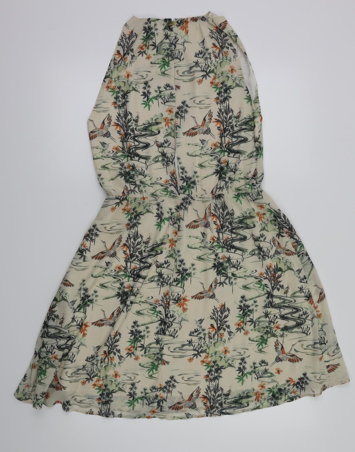 H&M Womens Beige Floral  Fit & Flare  Size 8