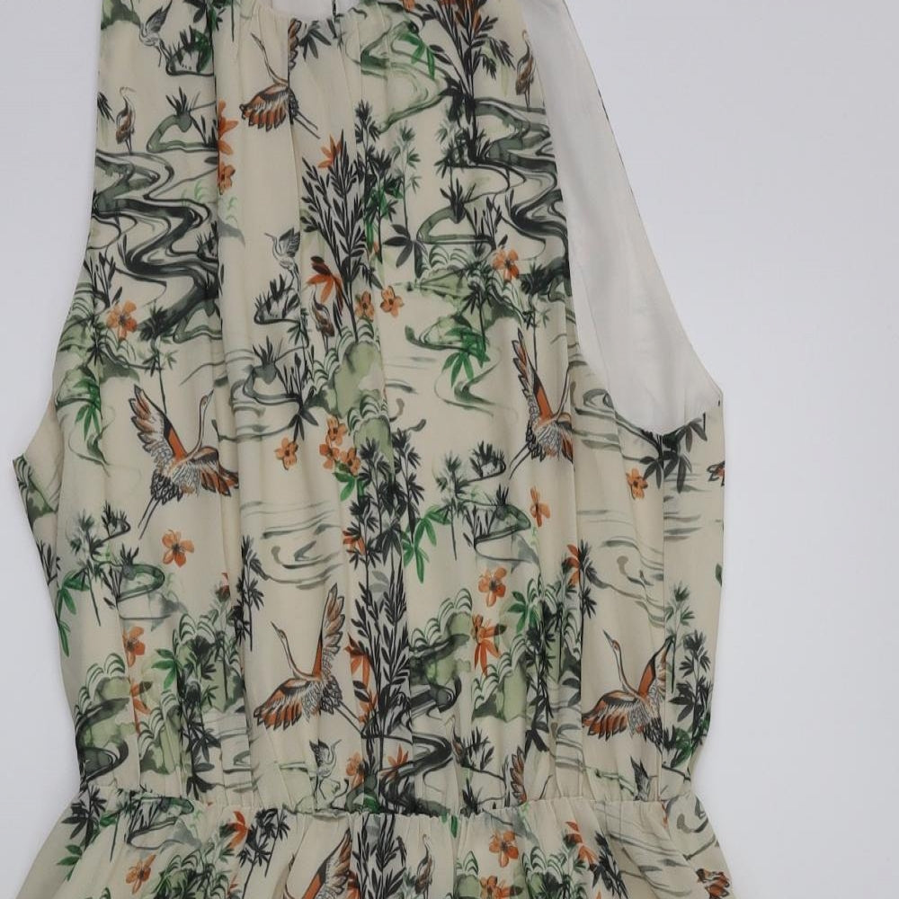H&M Womens Beige Floral  Fit & Flare  Size 8