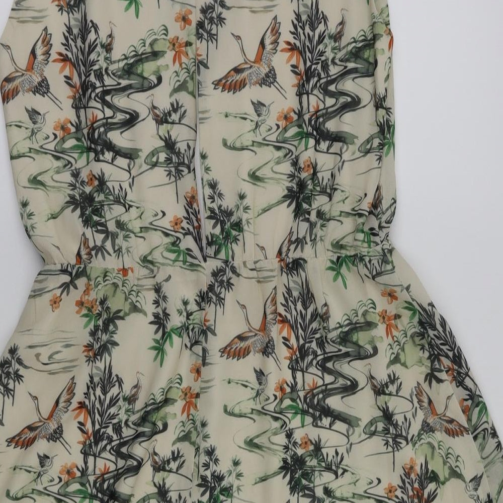 H&M Womens Beige Floral  Fit & Flare  Size 8
