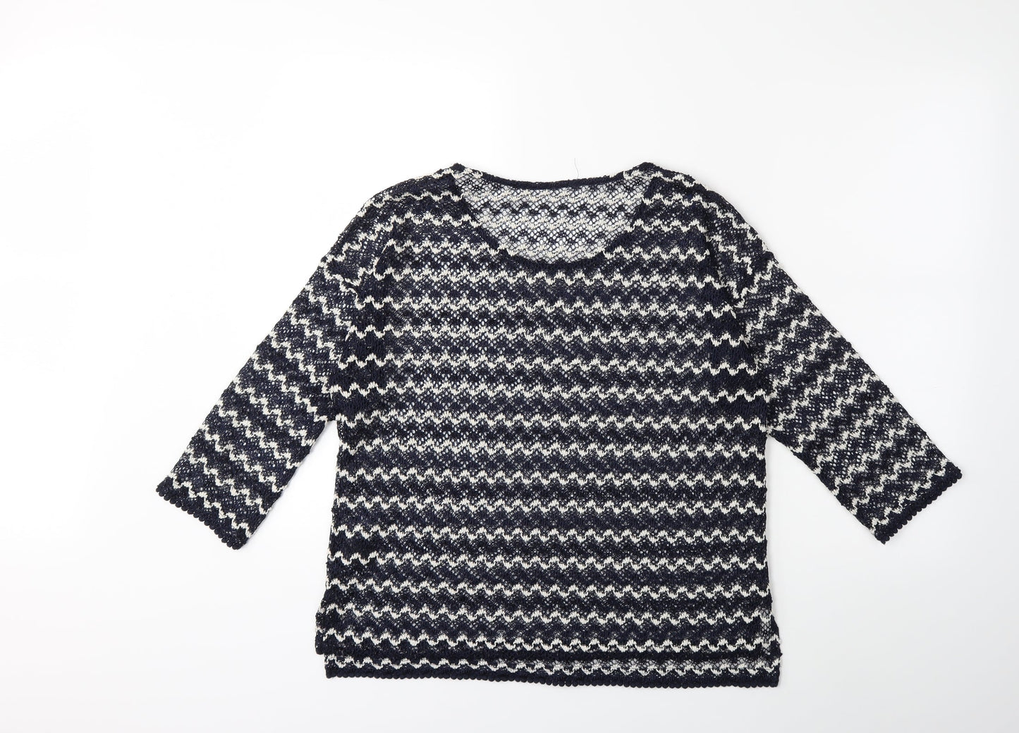 NEXT Womens Black Striped Knit Pullover Jumper Size 10