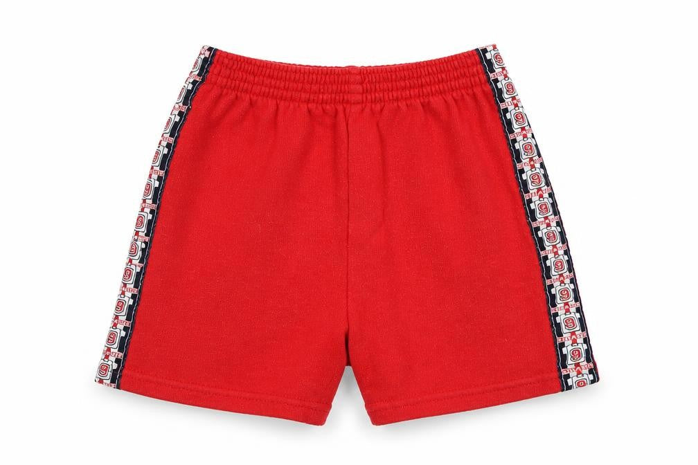 Front view of Shearer Baby Red Cropped Trousers, size 18-24, Months - Shorts