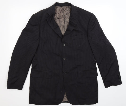 Marks and Spencer Mens Black Striped  Jacket Suit Jacket Size 40