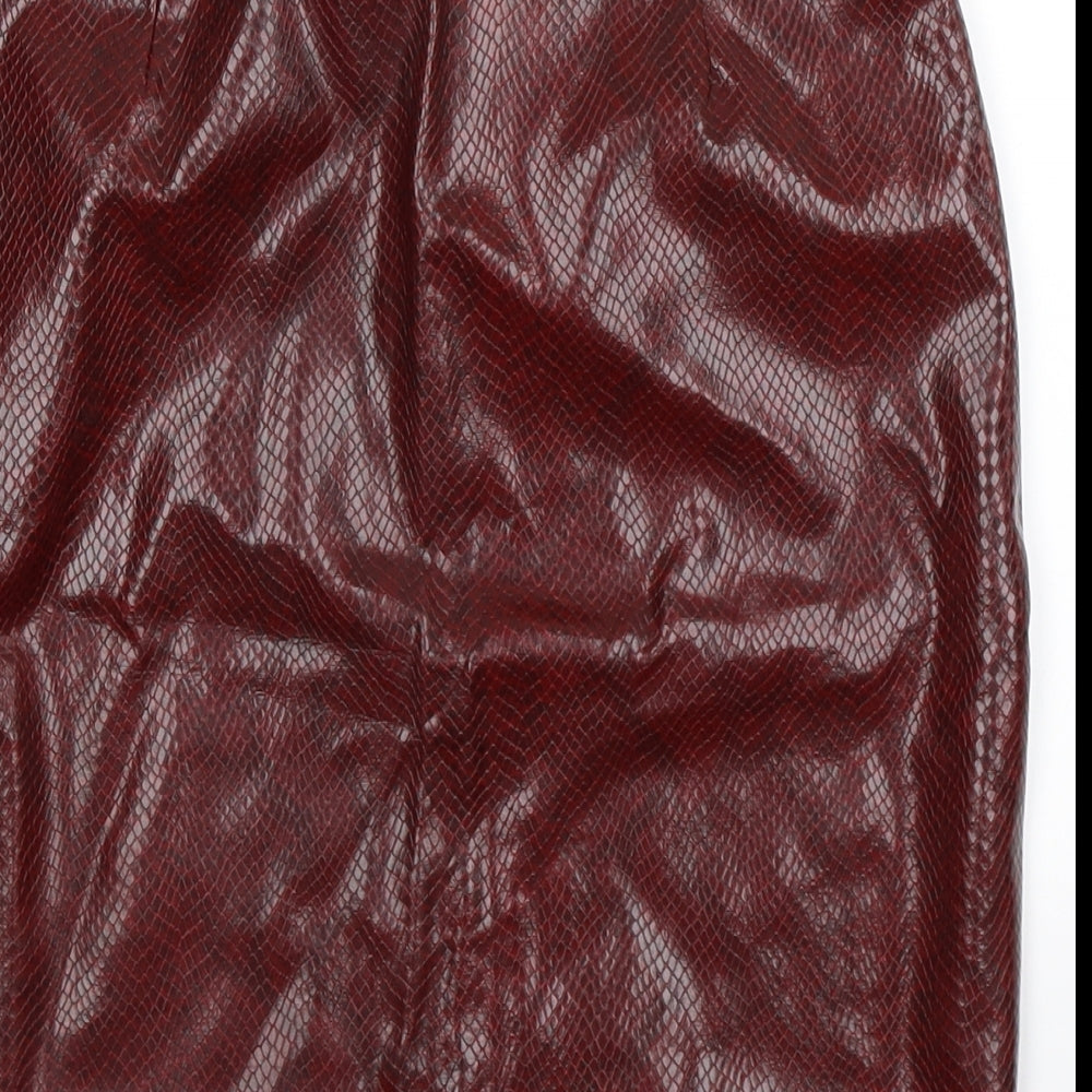 Preworn Womens Brown Animal Print  Straight & Pencil Skirt Size 28 in  - Faux Leather