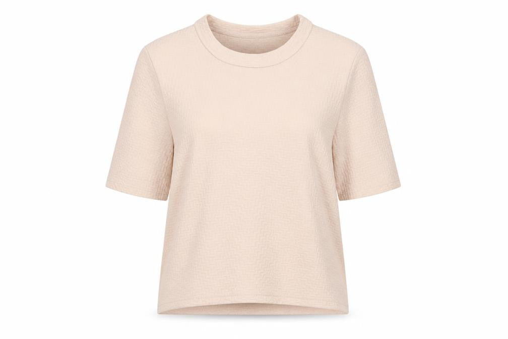 Front view of Topshop women’s pink geometric pullover sweatshirt, size UK 8