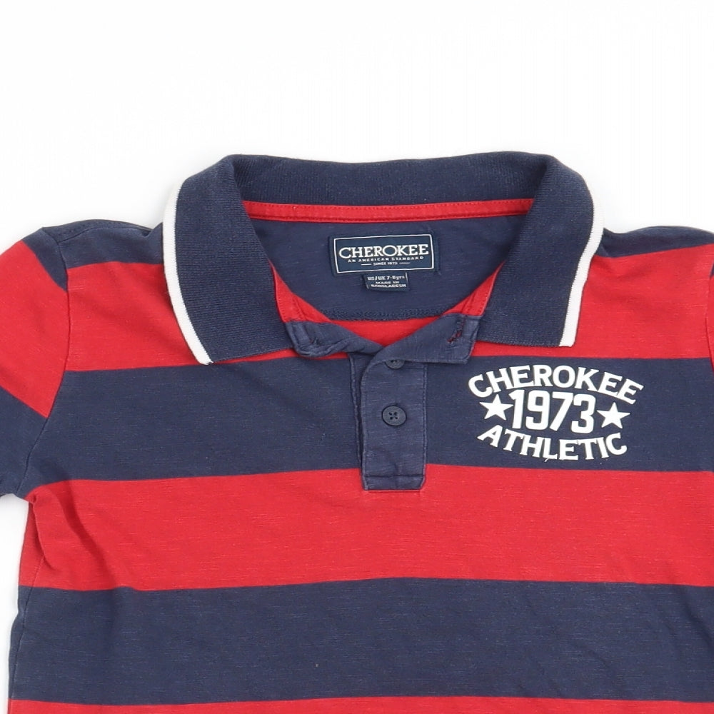 Cherokee Boys Red Striped  Basic Polo Size 7-8 Years